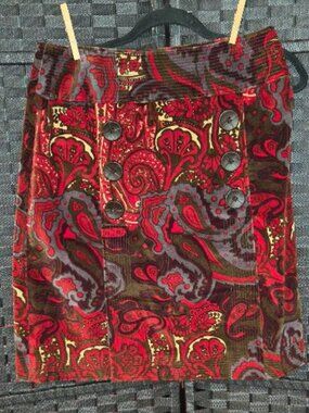 Etcetera Velvet/Velour Texture Paisley Mini Skirt Y2K